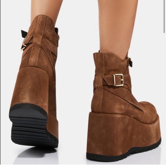 NWT Free People Sabrina Platform Suede Leather Ankle Boot Brown size 10 - Picture 5 of 14